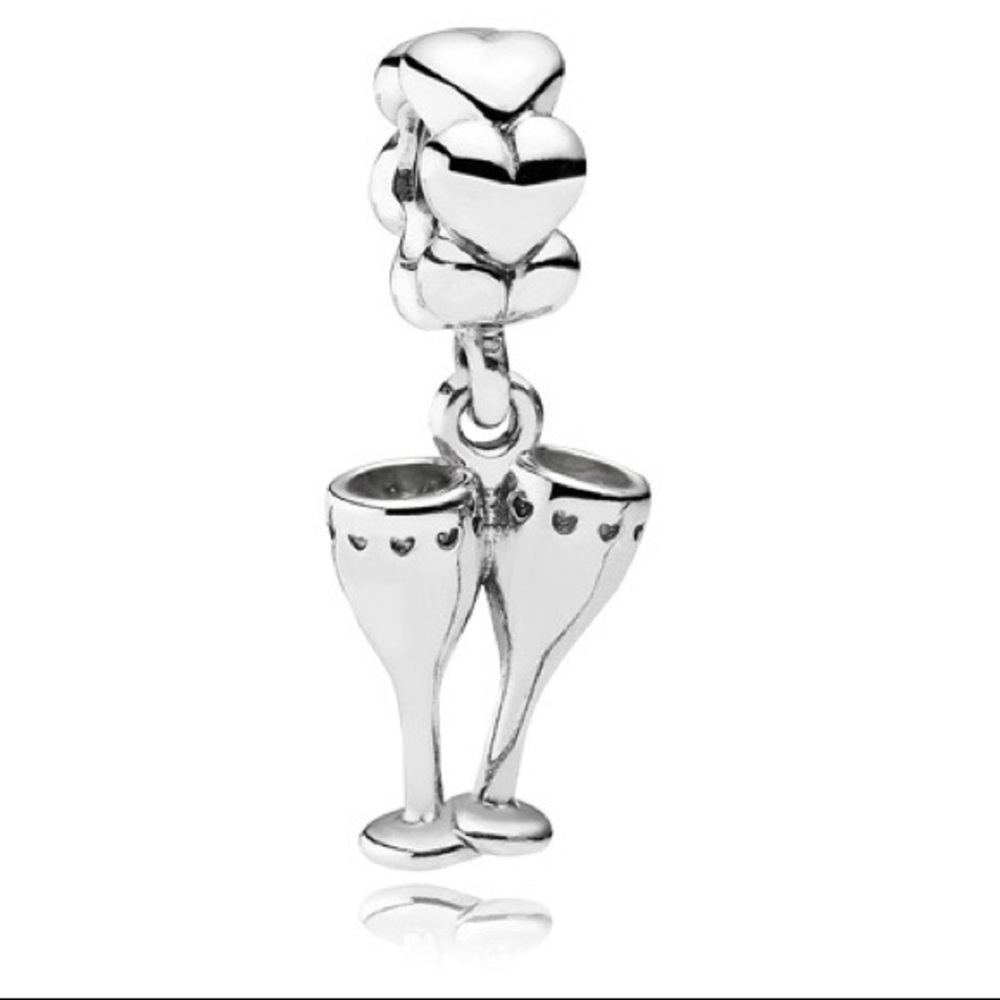Pandora champagne flutes and hearts charm